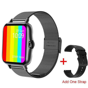 Black Steel W Strap Reloj Intelligent Smartwatch cueboss.com
